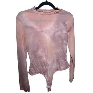 Le Lis Women's Pink Purple Tie Dye Long Sleeve Bodysuit Size Medium Valentine's